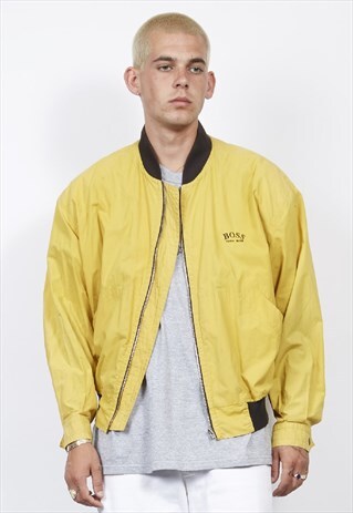 VINTAGE 80'S HUGO BOSS YELLOW BOMBER JACKET