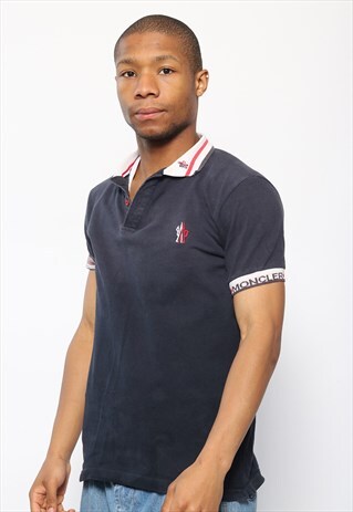 VINTAGE MONCLER LOGO POLO SHIRT NAVY BLUE