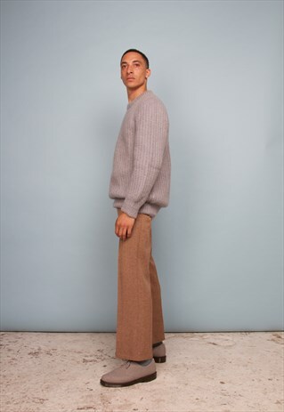 CHUNKY GREY MOHAIR KNITTED JUMPER