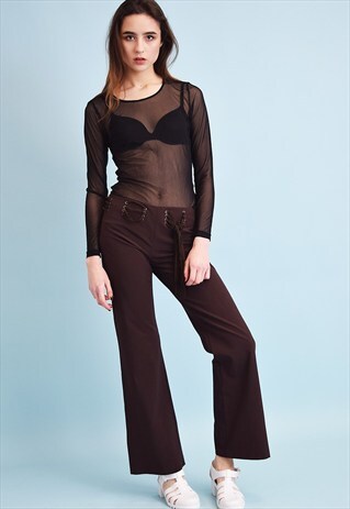 VINTAGE 90'S RETRO BOHO WOODSTOCK FLARE TROUSERS