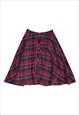 Vintage plaid A-line midi skirt in maroon