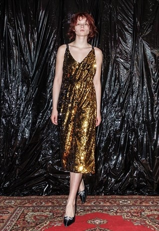 VINTAGE Y2K SEXY NEW YEARS PARTY SEQUIN JUMPSUIT IN GOLD