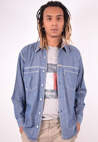 LEVI'S MENS VINTAGE SHIRT SMALL BLUE 90S