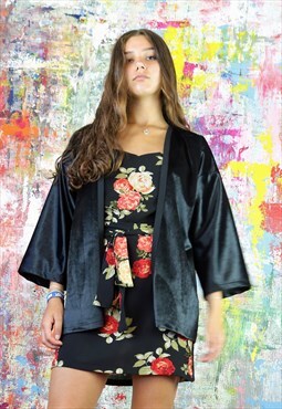 Black Velvet Kimono Jacket