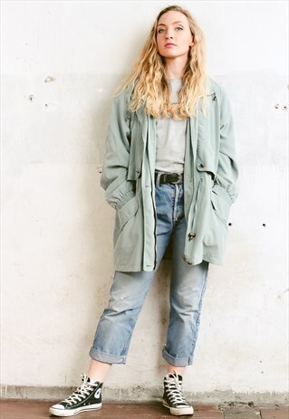 VINTAGE 90S MINIMALIST MINT GREEN PARKA JACKET