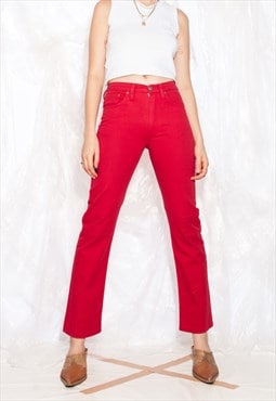 Vintage 90s Replay Straight Jeans in Red Denim