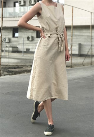 VINTAGE BEIGE LINEN DRESS