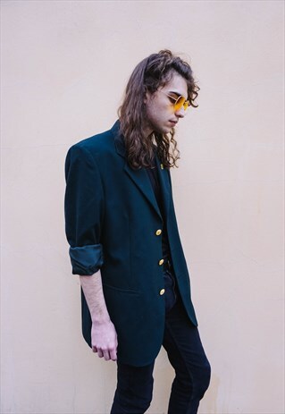 VINTAGE GOLDEN DETAILS TEAL JACKET