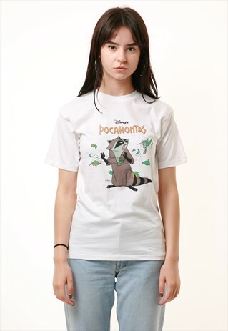 90S VINTAGE DISNEY POCAHONTAS WHITE T-SHIRT 784