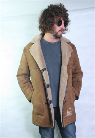 VINTAGE SUEDE SHEEPSKIN SHERLING LINED COAT