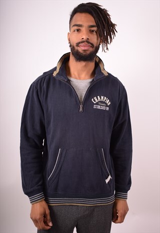 CHAMPION MENS VINTAGE SWEATSHIRT JUMPER XL NAVY BLUE 90S