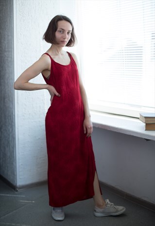 VINTAGE 80'S SLEEVELESS RED SUMMER DRESS