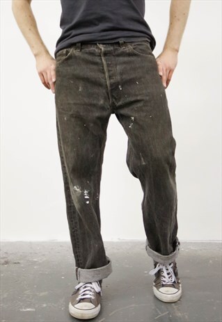 VINTAGE GREY LEVI'S 501 PAINT JEANS