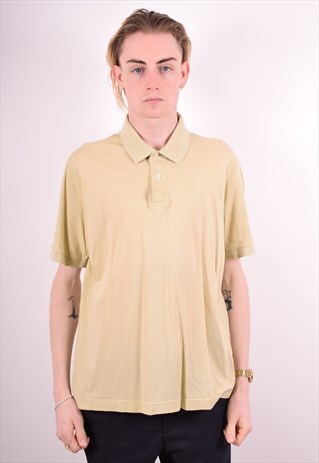SERGIO TACCHINI MENS VINTAGE POLO SHIRT LARGE BEIGE 90S
