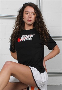 Vintage Nike Basics T-Shirt in Black w Big Tick Logo XL