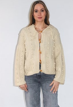 Hand Knitted Pure Irish Wool Aran Knitted Cardigan