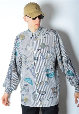 VINTAGE 80S STRIPED ABSTRACT SHIRT