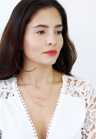 ROSE GOLD LETTER 'N' MONOGRAM CHAIN NECKLACE