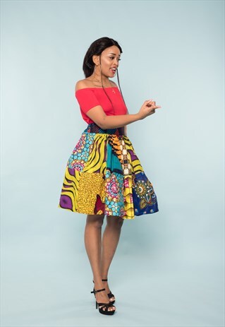 BASTOS PATCHWORK MIDI SKIRT