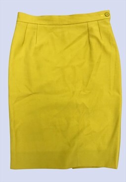 YSL Bright Lime Yellow High Waist Pencil Skirt 