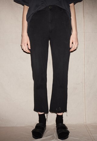 90S COOL KID NORMCORE 3/4 HIGH WAISTED UNISEX DENIM TROUSERS