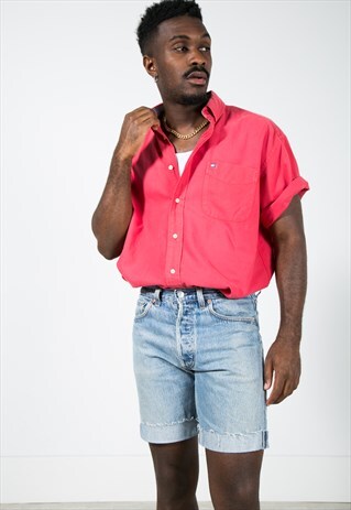 VINTAGE 80S TOMMY HILFIGER SHORT SLEEVE SHIRT/ S4334