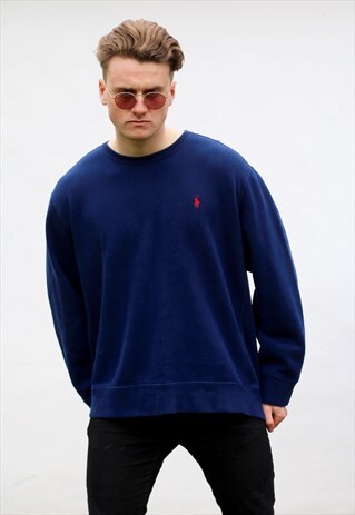 RALPH LAUREN USA MINIMALIST NAVY BLUE SWEATSHIRT