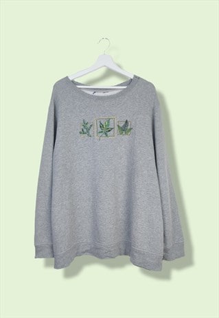 VINTAGE  SWEATSHIRT LEAVES IN GREY XL