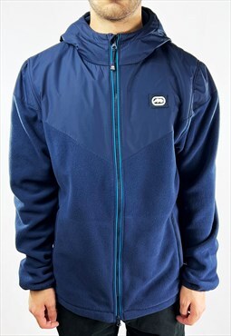 Ecko Unltd Hooded Fleece Jacket in Navy Blue