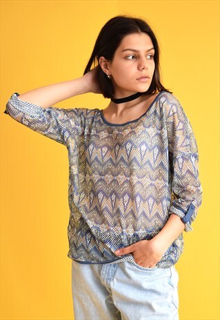 VINTAGE 90'S FISHNET MESH OVERSIZED JUMPER TOP