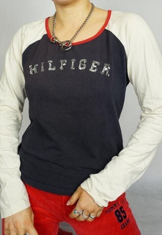 TOMMY HILFIGER SEQUIN TOP VINTAGE 90S Y2K 00S LONG SLEEVE