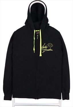 Vintage 90's Harley Davidson Hoodie Spellout Zip Up Back