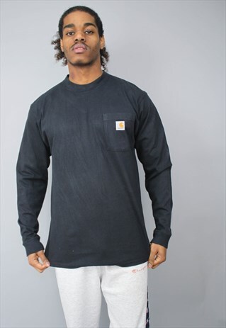 VINTAGE BLACK CARHARTT CREW NECK LONG SLEEVE TOP