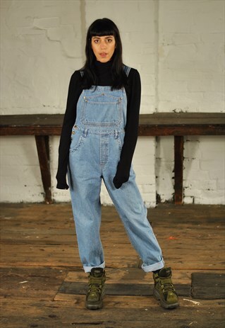 90S BLUE DENIM DUNGAREES