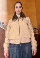 VINTAGE Y2K BOMBER JACKET IN CORDUROY WITH FAUX FUR COLLAR