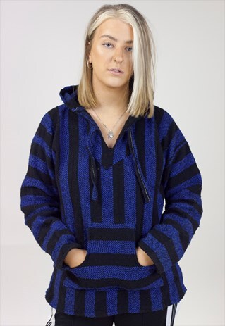 VINTAGE KNITTED BLUE BAJA HOODIE