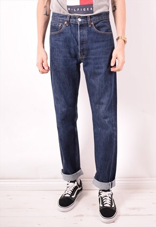 LEVI'S 501 MENS VINTAGE JEANS W31 L34 BLUE 90S