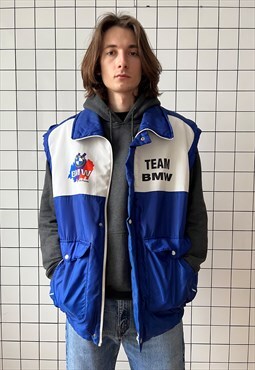 Vintage BMW M-Power Racing Puffer Vest Sleeveless Jacket
