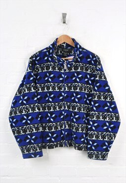 Vintage Fleece 80s Pattern Blue Ladies XXL