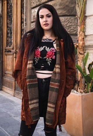 VINTAGE SUEDE FRINGE MONTGOMERY COAT '80 COD. 9-37