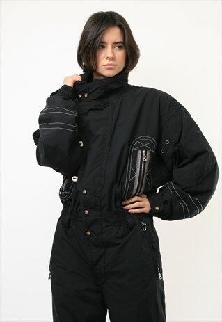 WINTER BOGNER SKI BELT HOOD LINED BLACK SNOWSUIT 3868