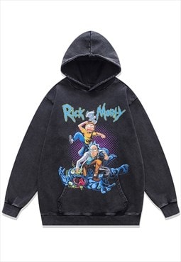 Rick and Morty hoodie vintage wash pullover cartoon jumper