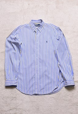 Vintage 90s Polo Ralph Lauren Blue Candy Stripe Shirt