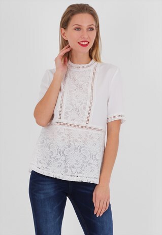 CREAM CROCHET LACE BLOUSE