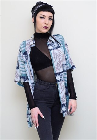 VINTAGE 90'S RETRO ABSTRACT PATTERNED OVERSIZED SHIRT