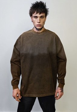 Tie-dye sweatshirt vintage wash top thin gradient long top