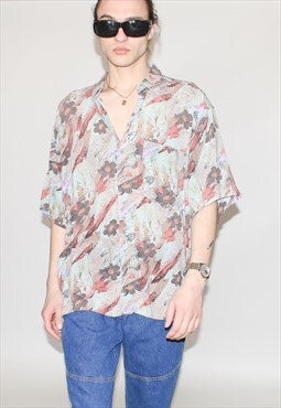 Vintage 90s abstract print shirt in multi color