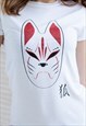 JAPANESE FOX MASK T SHIRT KITSUNE KAWAII JAPAN TEE WOMEN