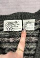 VINTAGE KNITTED JUMPER ABSTRACT PATTERNED V-NECK SWEATER