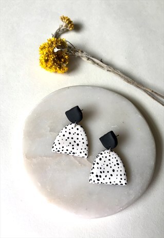 HANDMADE CHUNKY DALMATIAN RETRO EARRINGS